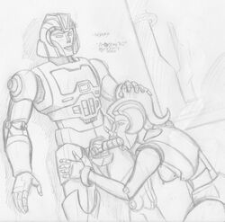 ariel_(transformers) autobot cybertronian elita_one korblborp monochrome nipples orion_pax penis rough_sketch tagme transformers