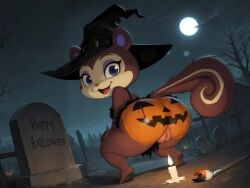 ai_generated animal_crossing animated anus ass ass_shake cute female furry graveyard grok halloween humming looping_animation pecan_(animal_crossing) presenting_ass pumpkin_butt squirrel tagme tombstone twerking video witch