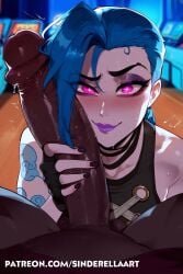 1boy1girl ai_generated arcane arcane_jinx cock crazy dark-skinned_male ekko female huge_cock imminent_oral insane interracial jinx_(league_of_legends) large_cock large_penis league_of_legends male patreon patreon_url patreon_username penis penis_against_cheek penis_against_face riot_games sinderellaart tencent thiccwithaq_(ai_style)