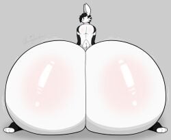 1boy anthro ass ass_bigger_than_body ass_bigger_than_head big_ass black_hair bottom_heavy bottom_heavy_femboy bubble_butt colossal_ass dumptruck_ass enormous_ass femboy furry gigantic_ass glasses huge_ass hyper_ass lagomorph large_ass looking_back male male_only massive_ass nude rabbit red_eyes sitting stemingbunbun tagme thick_thighs thunder_thighs white_body wide_hips