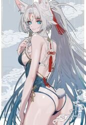 animal_ears ass feixiao_(honkai:_star_rail) female honkai:_star_rail ohkurrva swimsuit tail