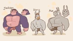 anthro balls boner bunbunny_(artist) donkey erection furry gorilla horsecock male male_only nude penis smallsrabbit