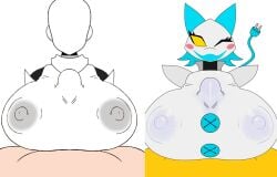 2girls beat_banger deltarune deltarune_chapter_2 haydee haydee_(game) nipples_visible_through_clothing robot_girl tasque_manager_(deltarune) titfuck_under_clothes toriel_beat_banger