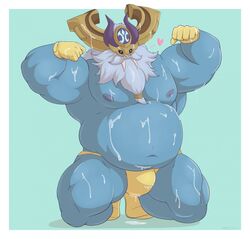 anthro blue_skin bulge clothing cum gloves horn league_of_legends male male_only mammal manlyster marine ornn overweight pinniped riot_games solo underwear video_games walrus