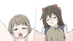 absurdres blush brown_hair clitoris cunnilingus female_ejaculation female_pov highres love_live! love_live!_nijigasaki_high_school_idol_club nakasu_kasumi oral osaka_shizuku pov pussy_juice shizuwonderland squirting squirting_in_mouth yuri