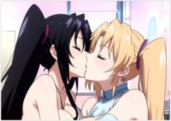 ai_generated girl_on_girl high_school_dxd lesbian_couple lesbian_kiss serafall_leviathan shidou_irina yuri