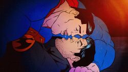 animasanimus animated_gif batman batman_(series) bruce_wayne clark_kent gay_domination male/male superman superman:_the_animated_series tongue_in_mouth tongue_sucking