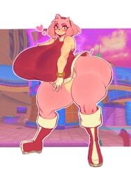 amy_rose breasts_bigger_than_head eldiipiid female fully_clothed furry huge_breasts sega sonic_(series) thick_thighs voluptuous voluptuous_female