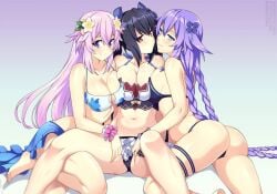 3girls adult_neptune artist_request black_hair clothed compile_heart dat_ass huge_breasts idea_factory long_hair neptune_(neptunia) neptunia_(series) noire purple_eyes purple_hair purple_heart_(neptunia) source_request tagme tagme_(artist) twintails