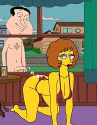 crossover cum_on_back family_guy glenn_quagmire maude_flanders semen the_simpsons