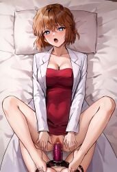 ai_generated detective_conan missionary_position shiho_miyano strap-on yuri