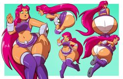 axel-rosered big_butt cartoon_network dc_comics pantyshot skirt starfire teen_titans warner_bros warner_brothers white_panties