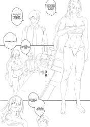 ak-15_(girls'_frontline) bed bikini girls'_frontline glasses medical_examination minuranakatawa muscular muscular_female original_character shorter_male taller_female