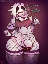 1boy absurd_res alternative_fashion anthro asriel_dreemurr asriel_dreemurr_(god_form) big_penis black_sclera boss_monster_(undertale) bovid bulge caprine clothed clothing cozymun dialogue digital_media_(artwork) ear_piercing english_text femboy femboy_focus fishnet_clothing fur genitals goat goth hair hi_res horn humanoid_genitalia humanoid_penis long_ears male male_only mammal penis piercing pupils simple_background solo solo_femboy solo_male spikes text undertale undertale_(series) white_body white_fur white_pupils