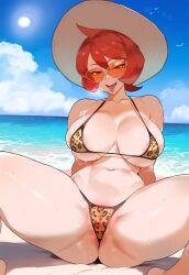 1girls ai_generated arezu_(pokemon) breasts female floox game_freak hi_res huge_breasts large_breasts light-skinned_female light_skin nintendo pokemon pokemon_legends:_arceus red_eyes red_hair short_hair thiccwithaq_(ai_style) thick_thighs wide_hips