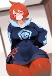 1girls ai_generated arezu_(pokemon) breasts female floox game_freak hi_res huge_breasts large_breasts light-skinned_female light_skin nintendo pokemon pokemon_legends:_arceus red_eyes red_hair short_hair thiccwithaq_(ai_style) thick_thighs wide_hips