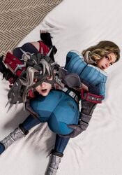 2girls 3d 3d_(artwork) 3d_model 3d_render ass ass_bigger_than_head ass_focus ass_grab bed bed_sheet bedroom bedsheets black_eyes black_lipstick blonde_hair doggy_style fantastic_four fantastic_four:_first_steps fat_ass invisible_woman invisible_woman_(first_steps) invisible_woman_(marvel_rivals) lipstick looking_at_viewer malice_(marvel) malice_(marvel_rivals) marvel marvel_comics marvel_rivals netease_games red_eyes short_hair sue_richards sue_storm thick thick_ass thick_thighs thighhighs thighs white_hair zayd_koz