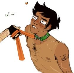 2boys black_hair black_hair_male blush canon_couple collar collared color colored dirk_strider gay heart homestuck jabbycockers jake_english leash leashed male male_focus male_only nude nude_male nudity short_hair short_hair_male yaoi