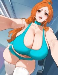 1girls ai_generated bleach breasts female hips huge_breasts inoue_orihime light-skinned_female light_skin long_hair lucyla mommy naughty_face orange_hair thick_thighs thighs wide_hips