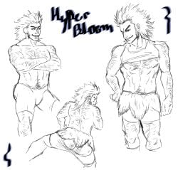 bara bara_ass big_butt gay hairy_ass hairy_chest hairy_male hunter_x_hunter line_art male_only muscular_male uvogin