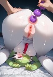 1boys 1girls ai_generated belliora big_ass big_breast dildo dildo_in_ass dildo_riding female female_masturbation gardevoir large_ass masturbation on_bed pokemon pussy riding_dildo sex sex_toy sitting solo
