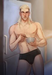 body_hair half_naked long_hair long_hair_male male male_only nipples nitramoff riot_games solo solo_male sova_(valorant) underwear valorant