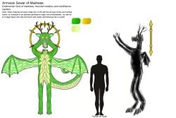 ambiguous_gender anthro antlers armveck bodily_fluids deity drekmurian halo hi_res horn male model_sheet severed_body_part severed_head shadow_creature skyslicer824 solo stained_glass tail tall tears wings