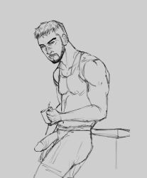 beard big_penis chris_redfield gay line_art male_only resident_evil resident_evil_8:_village