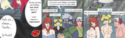 2boys 4girls blonde_hair breasts comic dark-skinned_female dark_skin hatake_kakashi karui khalfrodo mei_terumi multiple_girls naruto naruto_shippuden outdoors red_hair sasuke_uchiha temari uzumaki_karin