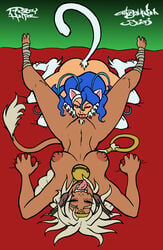 aisha_clanclan crossover cunnilingus darkstalkers felicia_(darkstalkers) oral_sex outlaw_star pubic_hair small_breasts thebigmansini yuri