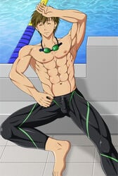 abs armpits biceps free! makoto_tachibana male_only muscles muscular_armpits pecs serratus_anterior shirtless small_penis