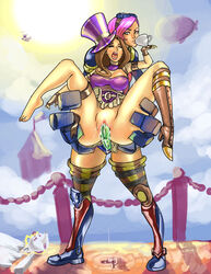 caitlyn_kiramman female female_only knightcream league_of_legends light-skinned_female light_skin mrs._potts multiple_girls riot_games strap-on tea vi yuri zac