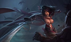 breasts breasts_out exposed_breasts female fiora_laurent league_of_legends nightraven_fiora nipples sword tagme