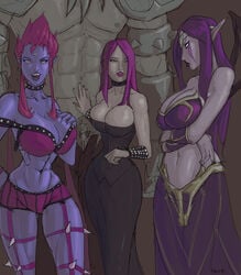 3girls aka6 evelynn hetero league_of_legends male/female mordekaiser morgana multiple_girls pentakill_series pentakill_sona sona_buvellev straight