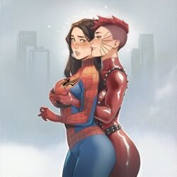 2girls ai_generated big_ass big_breasts big_thighs breasts curvaceous curvy curvy_figure digital_media_(artwork) female hips hourglass_figure huge_ass huge_breasts huge_thighs large_ass large_breasts large_thighs legs light-skinned_female light_skin marvel marvel_comics marvel_girl mutant mutant_(marvel) peter_parker petra_parker phoenix_(x-men) phophopho rachel_summers rule_63 slim_waist spider-girl spider-man spider-man_(series) telepath thick thick_hips thick_legs thick_thighs thighs voluptuous waist wide_hips wide_thighs x-men yuri