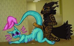 anthro bodily_fluids casualties:_unknown cum duo excessive_cum excessive_genital_fluids expie_(gunsawian) female genital_fluids gunsawian hi_res male male/female overweight rain_world rainbow_(rotsrocks) rivulet_(rain_world) rotsrocks scar self-harm_scars slugcat the_backrooms videocult