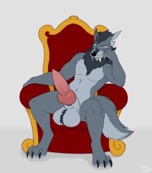 absurd_res animal_genitalia animal_penis anthro ball_tuft balls big_balls big_penis blizzard_entertainment canid canine canine_genitalia canine_penis caraluca chair digital_media_(artwork) erection fangs feet fur furniture genitals hair half-closed_eyes hi_res knot looking_at_viewer male mammal narrowed_eyes nude penis simple_background sitting smile solo spread_legs spreading tail teeth throne toes tuft warcraft werecanid werecreature worgen