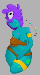 adventure_time blue_body blue_skin cartoon_network crown female female_only human humanoid jungle_princess purple_hair quietstealth skull skull_on_head tagme tribal tribal_clothing tribal_markings