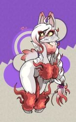 2023 :< absurd_res anthro big_penis biped colored dated digital_media_(artwork) eyelashes femboy flaccid full-length_portrait fur generation_8_pokemon genitals glans grey_body grey_fur hair hi_res hisuian_form hisuian_zoroark huge_penis humanoid_genitalia humanoid_penis knock-kneed male male_anthro nintendo penis pokemon pokemon_(species) portrait red_body red_fur red_hair_tips regional_form_(pokemon) shaded signature solo standing twinkletwilight vein veiny_penis white_hair year