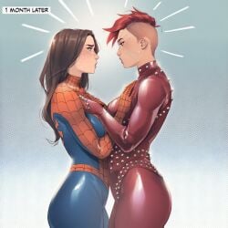 2girls ai_generated big_ass big_breasts big_thighs breasts curvaceous curvy curvy_figure digital_media_(artwork) female hips hourglass_figure huge_ass huge_breasts huge_thighs large_ass large_breasts large_thighs legs light-skinned_female light_skin marvel marvel_comics marvel_girl mutant mutant_(marvel) peter_parker petra_parker phoenix_(x-men) phophopho rachel_summers rule_63 slim_waist spider-girl spider-man spider-man_(series) telepath thick thick_hips thick_legs thick_thighs thighs voluptuous waist wide_hips wide_thighs x-men yuri