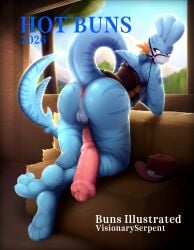2026 absurd_res animal_genitalia animal_penis anthro anus aquatic backsack balls big_butt big_penis blush butt clothing cover cover_art cover_page cowboy_hat equine_genitalia equine_penis erection fan_character feet fish generation_3_pokemon genitals glistening glistening_body harness hat headgear headwear hi_res hybrid kippy_the_sharkip looking_at_viewer looking_back male mudkip nintendo penis pokemon pokemon_(species) pokemorph presenting presenting_hindquarters raised_tail reptile saddle scalie shark solo stable tail thick_thighs visionaryserpent