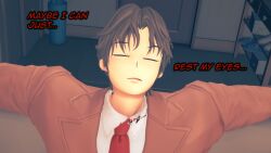 1boy 1girl 3d 3d_model 3d_render childhood_friend comic_page dialogue female koikatsu light-skinned_female light_skin love lovers male peterson_walker school_girl spidey-dude story text wholesome yandere