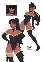 breasts cleavage dark-skinned_female dark_skin dc dc_comics full_body girl hips justice_league justice_league:_crisis_on_two_earths kamii_momoru leotard sexy sexy_body sexy_pose source_request supervillain supervillainess superwoman tagme thick_thighs