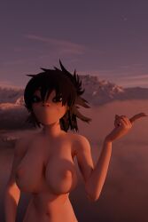 asian asian_female big_ass big_breasts naked naked_female noodle_(gorillaz) nude nude_female smirk smirking smirking_at_viewer