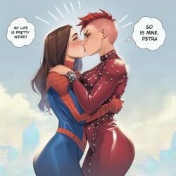2girls ai_generated big_ass big_breasts big_thighs breasts curvaceous curvy curvy_figure digital_media_(artwork) female hips hourglass_figure huge_ass huge_breasts huge_thighs kissing large_ass large_breasts large_thighs legs light-skinned_female light_skin marvel marvel_comics marvel_girl mutant mutant_(marvel) peter_parker petra_parker phoenix_(x-men) phophopho rachel_summers rule_63 slim_waist spider-girl spider-man spider-man_(series) telepath thick thick_hips thick_legs thick_thighs thighs voluptuous waist wide_hips wide_thighs x-men yuri