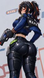 ai_generated big_ass black_hair red_eyes zenless_zone_zero zhu_yuan