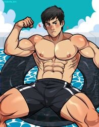 1boy abs david_henrie flexing flexing_bicep javito_art justin_russo male male_only no_shirt sfw shirtless six_pack solo solo_male swimmer tagme water wizards_of_waverly_place