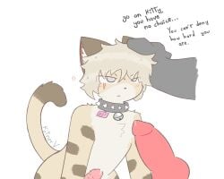 5:4 abyssinian_cat annoyed anthro bdsm bell bell_collar blush blushing_profusely bodily_fluids brown_ears brown_tail_tip canid canine collar cum curling_tail dialogue dipstick_tail dirty_talk domestic_cat dripping duo felid feline felis fellatio frown fur genital_fluids genitals hair head_grab headpat hi_res humiliation knot knotted_penis kotnerv male male/male mammal markings messy_hair mythological_canine mythological_creature mythology oral penile penile_spines penis petplay pink_nose pointy_ears precum precum_drip prick_ears questionable_consent roleplay scar sex speech_bubble spiked_collar spikes striped_body striped_fur stripes tail tail_markings werecanid werecanine werecreature werewolf