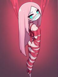 ai_generated blue_eyes original_character pink_hair red_body sad sad_face sadistic_female waifu waifu_night