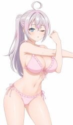 alisa_mikhailovna_kujou audirenze bikini cute_face large_breasts large_hips pink_bikini roshidere tokidoki_bosotto_russian_de_dereru_tonari_no_alya-san white_hair